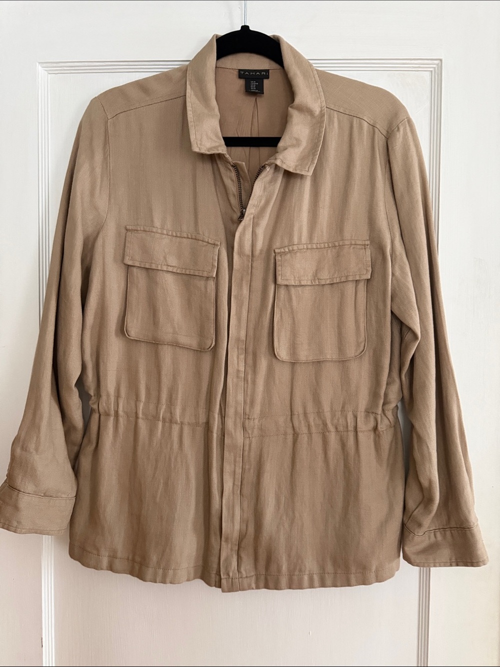 Tahari Womens Linen Safari Field Jacket